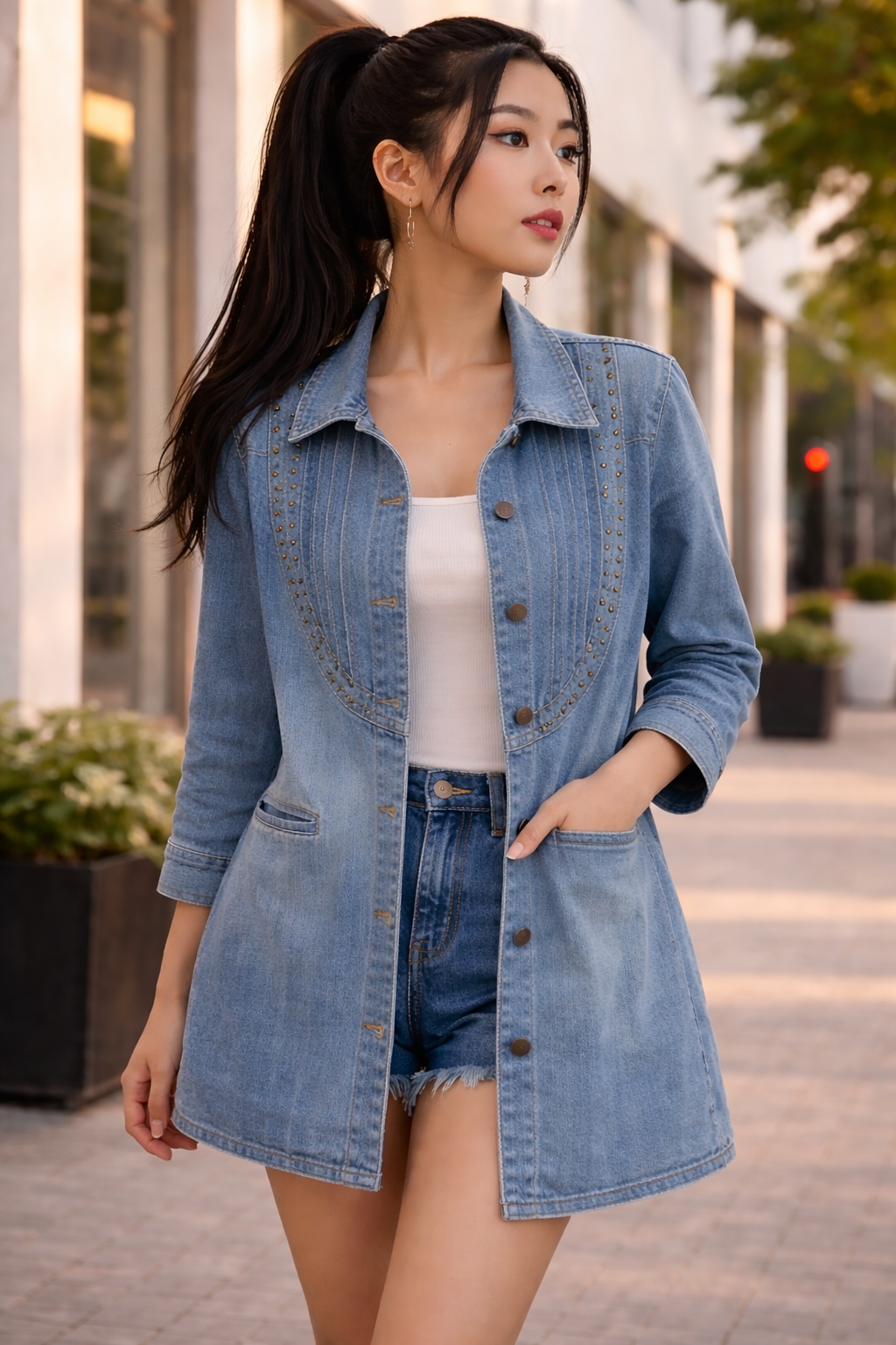 One-of-a-Kind / Exclusief | Dames Denim Jack - Asian Kingdom Woman