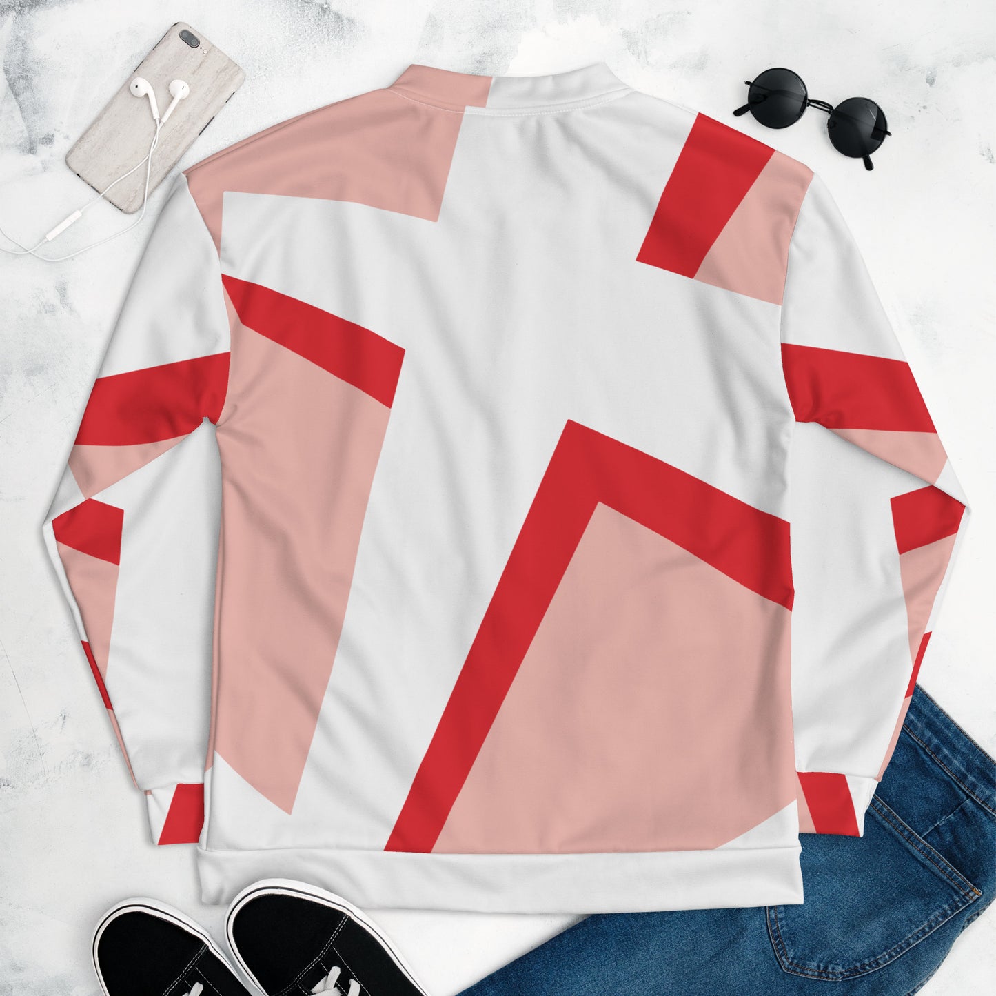 Unisex Bomber Jacket | All-over print | Focall - Cross - Salmon Red