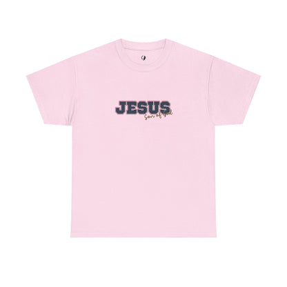JESUS, Son of God - Varsity T-Shirt - Blauwe Letters