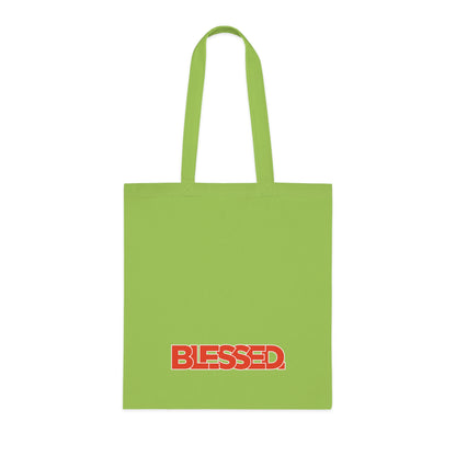 'Blessed' Cotton Tote — Minimalist faith tote bag with ‘BLESSED’ text and Focall emblem
