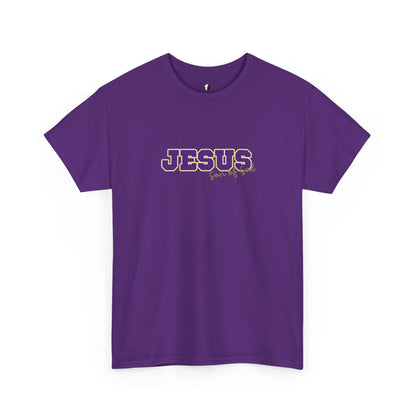 JESUS, Son of God - Varsity T-Shirt - Purple Letters