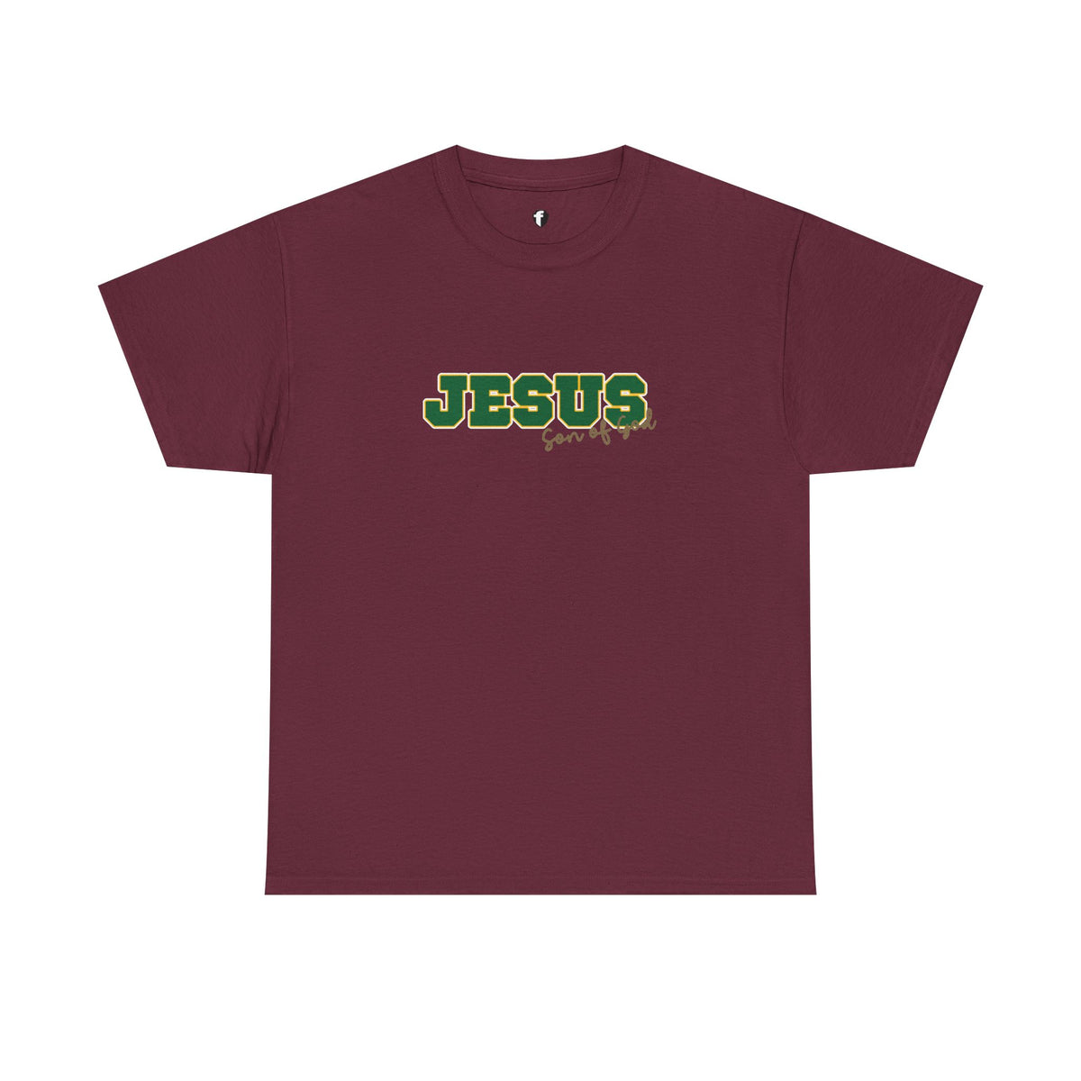 JESUS, Son of God - Varsity T-Shirt - Green Letters