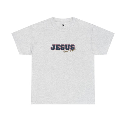 JESUS, Son of God - Varsity T-Shirt - Blauwe Letters