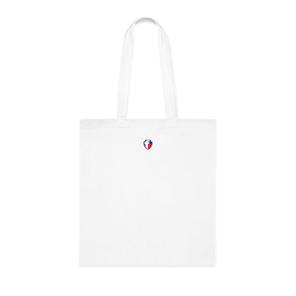 'Blessed' Cotton Tote — Minimalist faith tote bag with ‘BLESSED’ text and Focall emblem