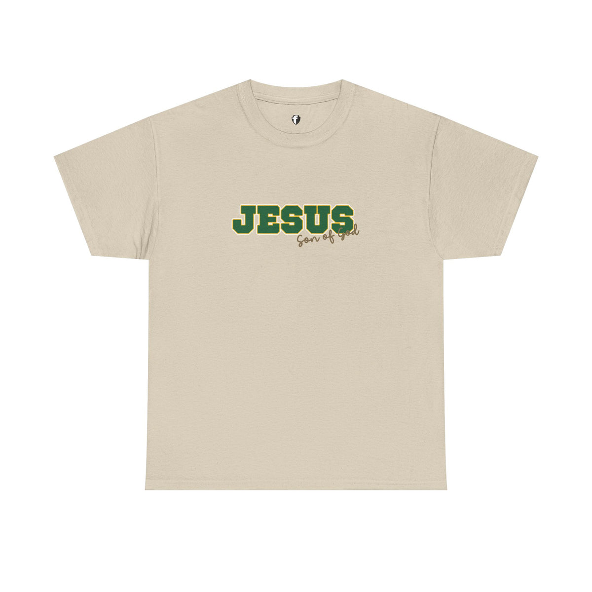 JESUS, Son of God - Varsity T-Shirt - Green Letters