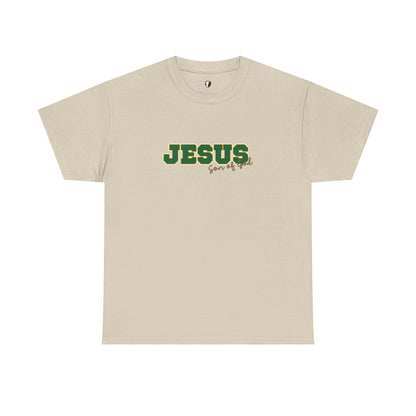 JESUS, Son of God - Varsity T-Shirt - Green Letters
