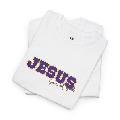 JESUS, Son of God - Varsity T-Shirt - Purple Letters