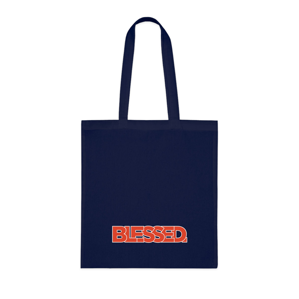 'Blessed' Cotton Tote — Minimalist faith tote bag with ‘BLESSED’ text and Focall emblem
