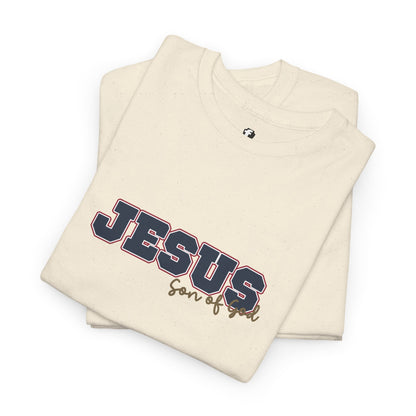 JESUS, Son of God - Varsity T-Shirt - Blauwe Letters