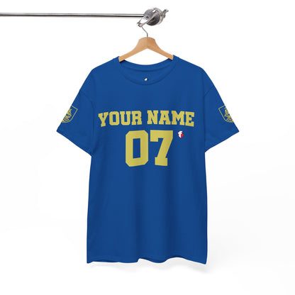 'Play For His Glory' Curaçao Blauw voetbalshirt - WK nummer (met gepersonaliseerde naam en rugnummer)