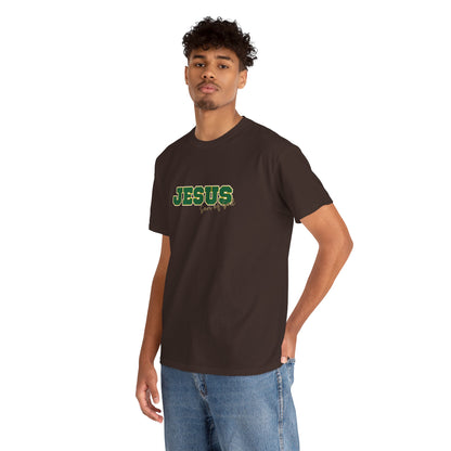 JESUS, Son of God - Varsity T-Shirt - Green Letters