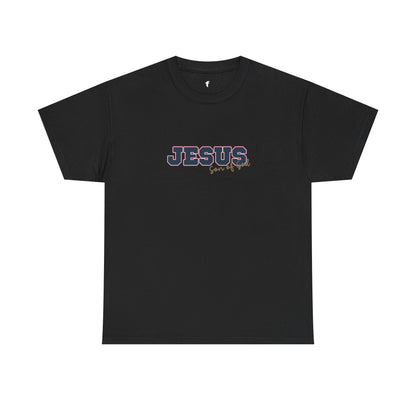 JESUS, Son of God - Varsity T-Shirt - Blauwe Letters