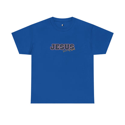 JESUS, Son of God - Varsity T-Shirt - Blauwe Letters