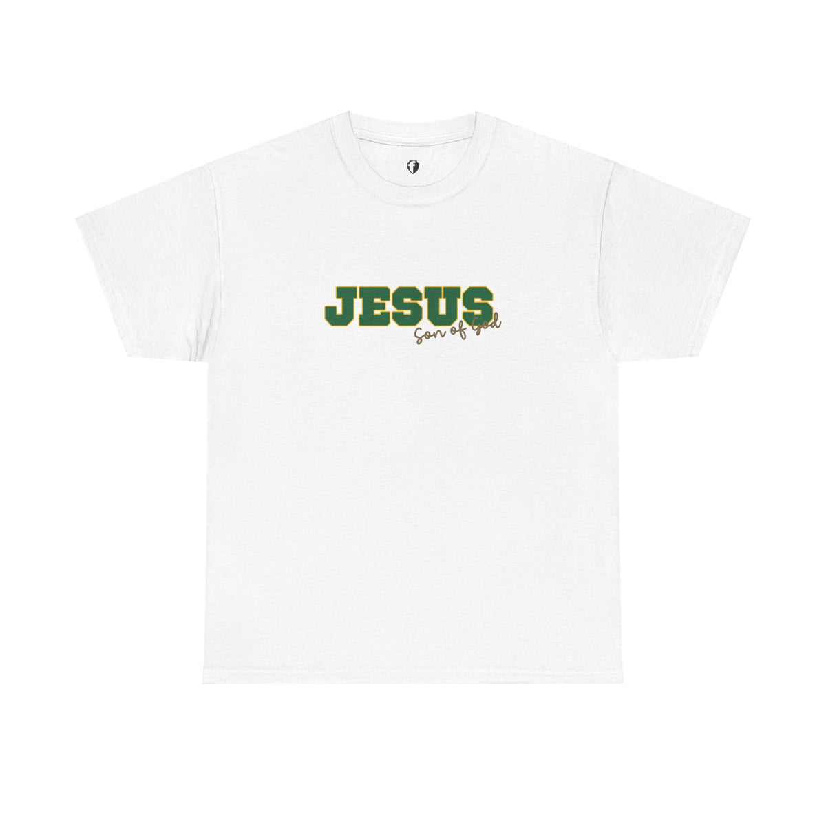 JESUS, Son of God - Varsity T-Shirt - Green Letters