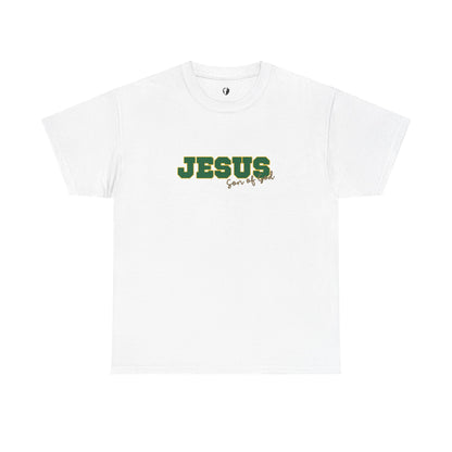 JESUS, Son of God - Varsity T-Shirt - Green Letters