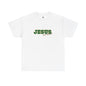 JESUS, Son of God - Varsity T-Shirt - Green Letters
