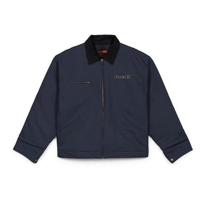 Embroidered duck canvas work jacket — Durable black carpenter-style jacket | Focall® black lettering