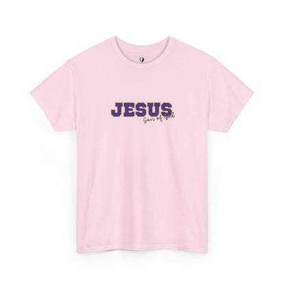 JESUS, Son of God - Varsity T-Shirt - Purple Letters