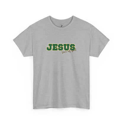 JESUS, Son of God - Varsity T-Shirt - Green Letters