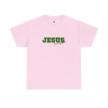 JESUS, Son of God - Varsity T-Shirt - Green Letters