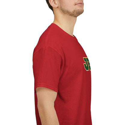 JESUS, Son of God - Varsity T-Shirt - Green Letters