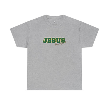 JESUS, Son of God - Varsity T-Shirt - Green Letters
