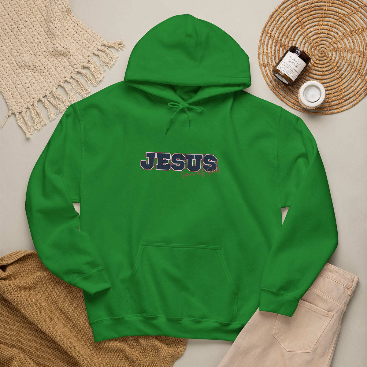 'Jesus, Son of God' Blue Design. Unisex Hoodie