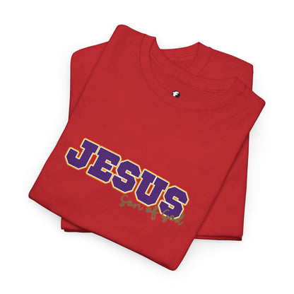 JESUS, Son of God - Varsity T-Shirt - Purple Letters