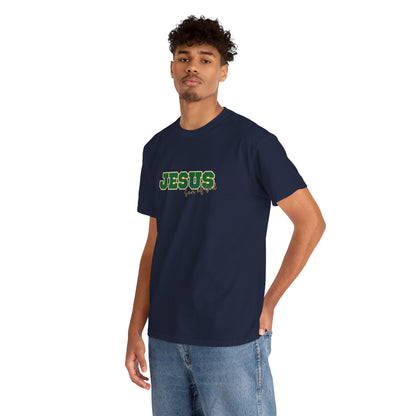 JESUS, Son of God - Varsity T-Shirt - Green Letters