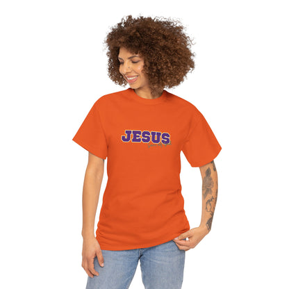 JESUS, Son of God - Varsity T-Shirt - Purple Letters