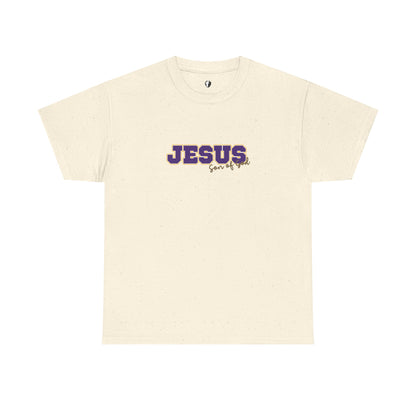 JESUS, Son of God - Varsity T-Shirt - Purple Letters