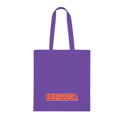 'Blessed' Cotton Tote — Minimalist faith tote bag with ‘BLESSED’ text and Focall emblem