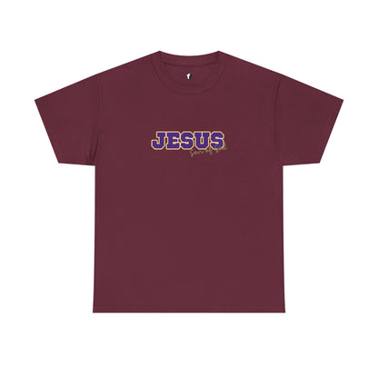JESUS, Son of God - Varsity T-Shirt - Purple Letters