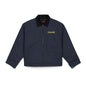 Embroidered duck canvas work jacket | Men's | Durable black carpenter-style jacket | Focall® yellow lettering