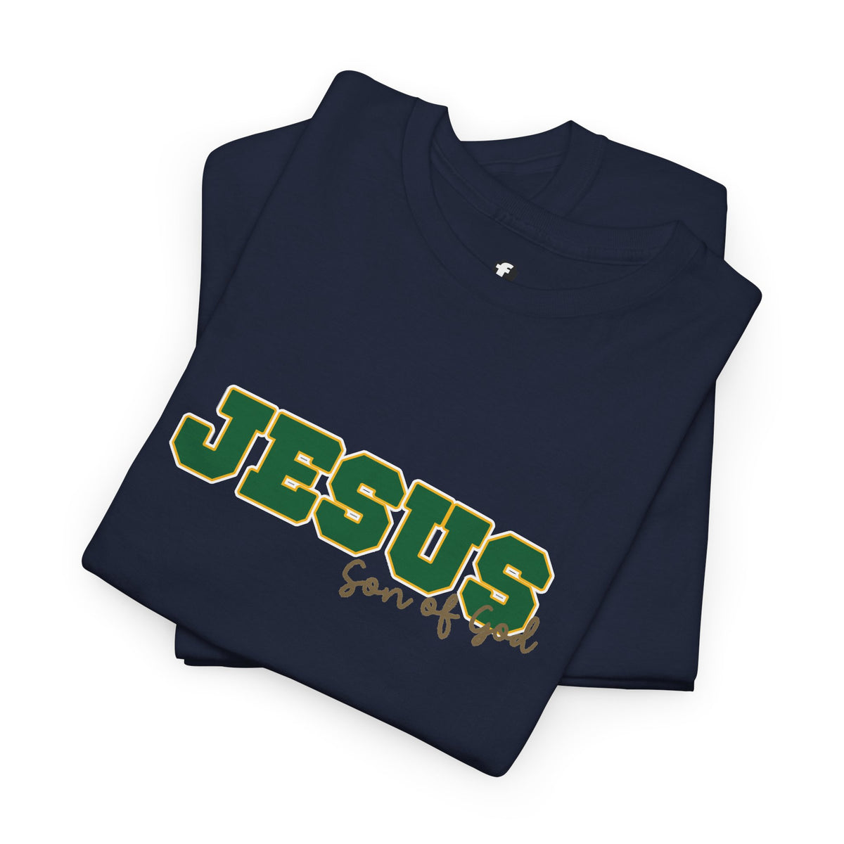 JESUS, Son of God - Varsity T-Shirt - Green Letters