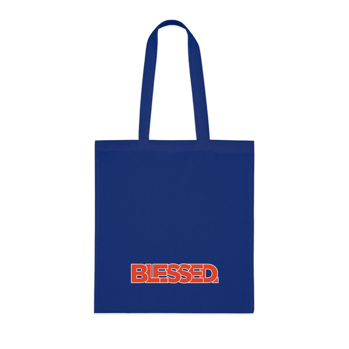 'Blessed' Cotton Tote — Minimalist faith tote bag with ‘BLESSED’ text and Focall emblem