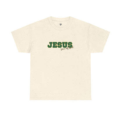 JESUS, Son of God - Varsity T-Shirt - Green Letters