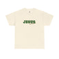 JESUS, Son of God - Varsity T-Shirt - Green Letters