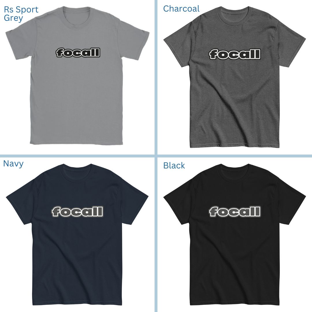 Classic Unisex Crew Neck T-Shirt | Focall Black White Letters