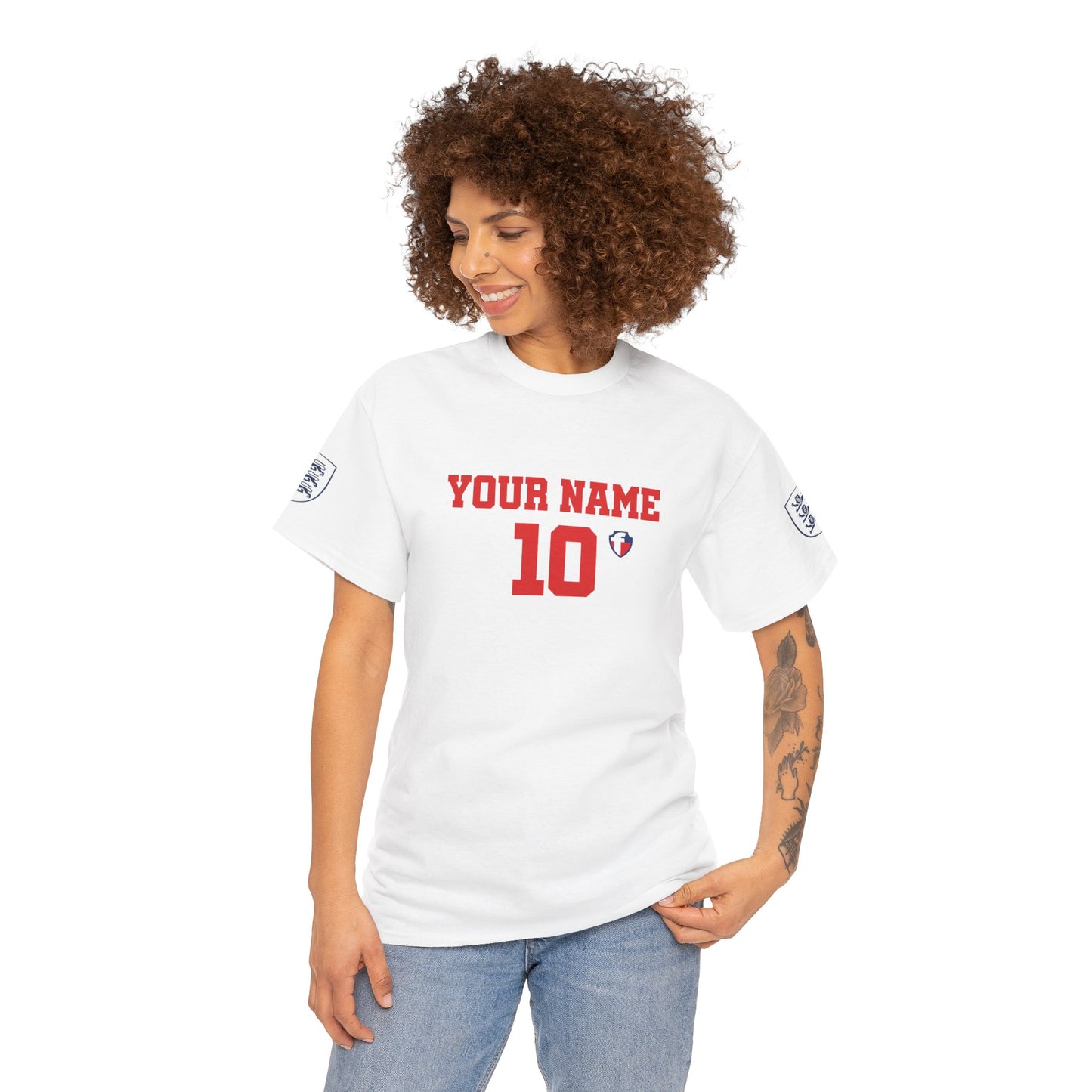 ONE KING — England World Cup Edition Sports T-Shirt (personalized with your own name and number)