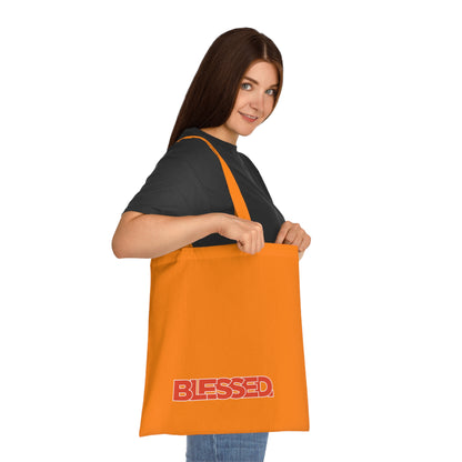 'Blessed' Cotton Tote — Minimalist faith tote bag with ‘BLESSED’ text and Focall emblem