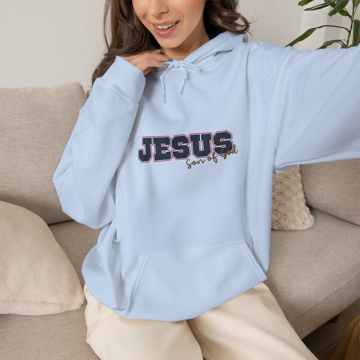 'Jesus, Son of God' Blue Design. Unisex Hoodie