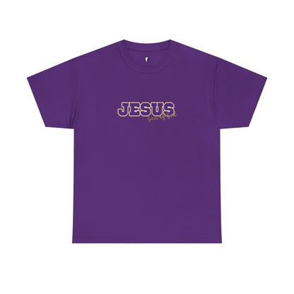 JESUS, Son of God - Varsity T-Shirt - Purple Letters