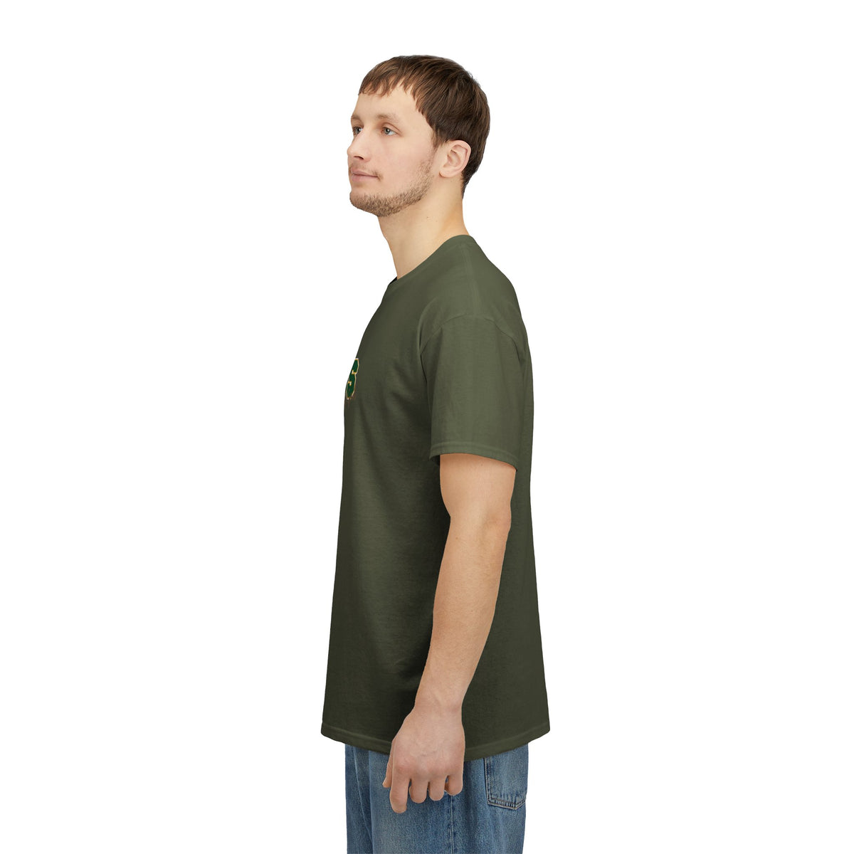 JESUS, Son of God - Varsity T-Shirt - Green Letters