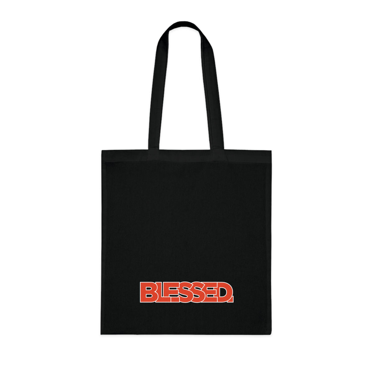 'Blessed' Cotton Tote — Minimalist faith tote bag with ‘BLESSED’ text and Focall emblem