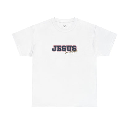 JESUS, Son of God - Varsity T-Shirt - Blauwe Letters