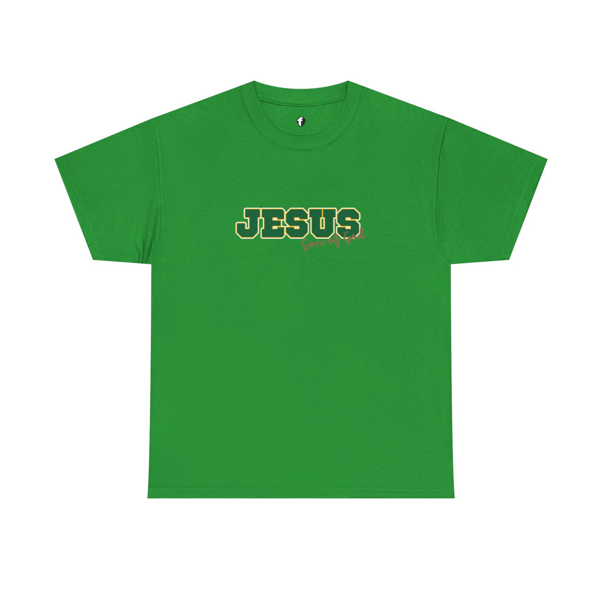 JESUS, Son of God - Varsity T-Shirt - Green Letters
