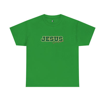 JESUS, Son of God - Varsity T-Shirt - Green Letters