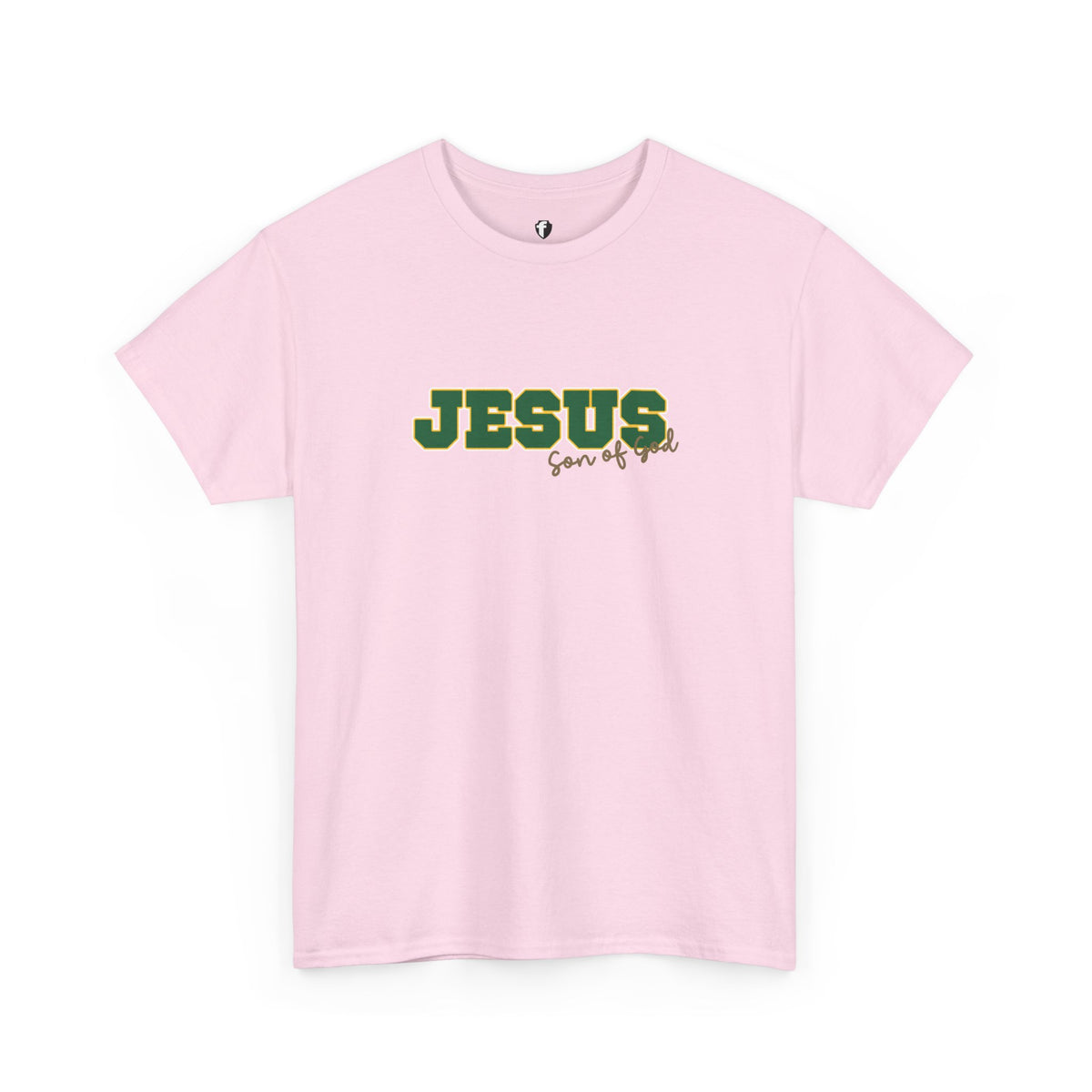 JESUS, Son of God - Varsity T-Shirt - Green Letters
