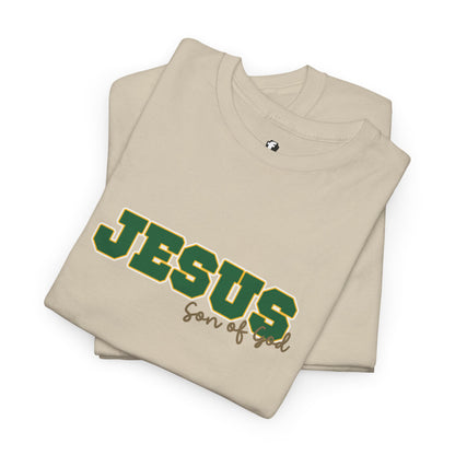 JESUS, Son of God - Varsity T-Shirt - Green Letters